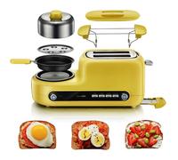 HYZHANHONG Gadget de Petit-déjeuner Paresseux de 1080W, Machine Tout-en-Un de Cuisson et de grillade à Double Couche de Grande capacité, Grille-Pain à 2 Fentes Larges avec Commandes de Cuisson