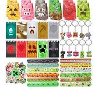 HYZMSZA 94 Stück Jeu Vidéo Fête Anniversaire Cadeau, Cadeaux Fête Enfants Jeux, Cadeaux d'anniversaire pour enfants avec Porte Clés Sacs de Bracelet Claque Carnet Stickers pour Party Faveurs