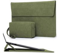 HYZUO 13,3-14 Pouces Housse pour Ordinateur Portable avec Stand Réglable pour MacBook Pro 14 M4/M3/M2/M1 Pro/Max 2025-2021, MacBook Air/Pro 13,3, 13,8/13,5 Surface Laptop 7-1,avec Pochette, Vert olive
