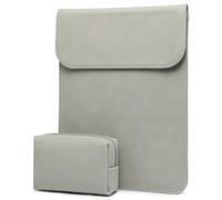 HYZUO 13,3-14 Zoll Laptophülle Tasche für MacBook Pro 14 M5/M4/M3/M2/M1 Pro/Max A3426 A3427 2026-2021, 13,3" MacBook Air/Pro, 13,5-13,8 Surface Laptop, HP Envy 13, Kunstwildleder, Hellgrau