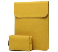 HYZUO 13,3-14 Zoll Laptophülle Tasche für MacBook Pro 14 M5/M4/M3/M2/M1 Pro/Max A3426 A3427 2026-2021, 13,3" MacBook Air/Pro, 13,5-13,8 Surface Laptop, HP Envy 13, Kunstwildleder, Olivgelb