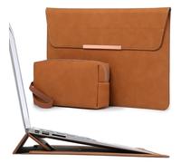 HYZUO 13 Pouces Housse Ordinateur Portable avec Stand pour MacBook Air 13 M4 M3 M2 M1 2026-2018, MacBook Pro 13 M2/M1 13" iPad Pro/Air, Surface Pro, avec Petit Sac, Marron(Smiley)