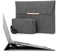 HYZUO 15-16 Pouces Housse Ordinateur Portable avec Stand pour MacBook Pro 16 M4/M3/M2/M1 Pro/Max 2025-2019, MacBook Pro 15 2025-2012, Samsung Galaxy Book Flex/Pro 15, XPS 15, Gris Sidéral(Smiley)