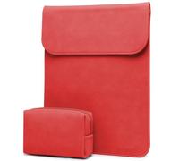 HYZUO 15-16 Pouces Housse Ordinateur Portable PC Sacoche pour MacBook Pro 16 M4/M3/M2/M1 2025-2019, XPS 15, MacBook Pro 15 2015-2012, Samsung Galaxy Book Flex 15, avec Petit Sac, Rouge