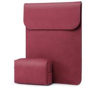 HYZUO 15-16 Pouces Housse Ordinateur Portable PC Sacoche pour MacBook Pro 16 M4/M3/M2/M1 2025-2019, XPS 15, MacBook Pro 15 2015-2012, Samsung Galaxy Book Flex 15, avec Petit Sac, Vin Rouge