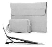 HYZUO 15-16 Pouces Housse pour Ordinateur Portable avec Stand Réglable pour MacBook Pro 16 M4/M3/M2/M1 2025-2019, XPS 15, MacBook Pro 15 2015-2012, avec Pochette, Gris Clair