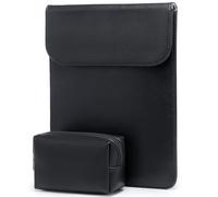 HYZUO 15-16 Zoll Laptop Hülle Tasche Laptophülle für MacBook Pro 16 M5/M4/M3/M2/M1 Pro/Max A3428 A3429 A3403 A3186 2026-2019, XPS 15, MacBook Pro 15 2015-2012 A1398, Kunstlederhülle, Schwarz