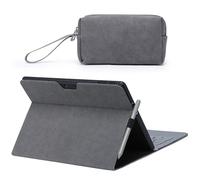 HYZUO Housse Coque pour Surface Pro 11 2024, Surface Pro 10 2024, Surface Pro 9 2022, Folio Stand avec Porte Stylet, Vue d'angle Multiples, Compatible avec Le Clavier Type Cover, Gris Spatial