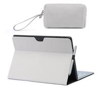 HYZUO Housse Coque pour Surface Pro 11 2024, Surface Pro 10 2024, Surface Pro 9 2022, Folio Stand avec Porte Stylet, Vue d'angle Multiples, Compatible avec Le Clavier Type Cover, Gris Clair