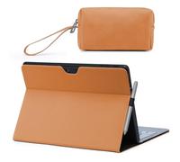 HYZUO Housse Coque pour Surface Pro 11 2024, Surface Pro 10 2024, Surface Pro 9 2022, Folio Stand avec Porte Stylet, Vue d'angle Multiples, Compatible avec Le Clavier Type Cover, Marron