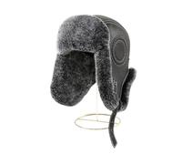HZ Mart Nouveauté Hommes 100% Naturel Rex Fourrure de Lapin Bomber Chapeaux Hiver Russe Homme Chaud véritable Peau de Mouton en Cuir Chapeau mâle Vraie Fourrure Casquettes(Frost Black,58cm)