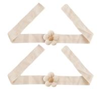 HZAOPZE 2 pcs Embrasse à Rideaux Corde en Forme de Fleur de Dessin Animé avec Boule de Perle pour Enfant Attache de Rideau Fleurs Mignon Boucle à Rideaux pour Décoration de Chambre d'enfant, Beige