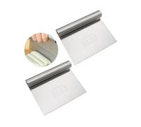 HZAOPZE 2 pcs Grattoir à Pâte en acier inoxydable avec échelle de mesure,coupe pate,pizza, Spatule à pâte - Spatule de cuisine pour gâteaux, cakes, pizzas, tartes, dough(15 * 12cm)