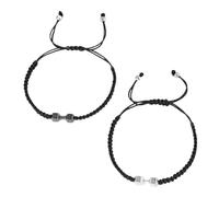 HZAOPZE 2 pcs Haltère tressé Bracelet pour Homme Inspirational Fitness Bracelet à Breloques réglable pour Homme et Femme Bracelet Sport Fitness Entraîneur Personnel Cadeau, Noir et Argent