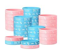 HZAOPZE 24 pcs, Rose et Bleu Gender Reveal Party Decoration Kit de Baby Shower, Bracelet Silicone Gender Reveal Garçon et Fille, Sexe et Badge pour Baby Shower Gender Reveal Party