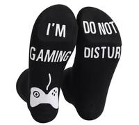 HZAOPZE Chaussettes de Jeu Amusantes avec Inscription en Don't Disturb me, I'm Gaming - antidérapantes - Chaussettes de Football - Chaussettes Amusantes pour Homme et Femme, 1 Paire, Noir