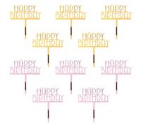 HZAOPZE Décorations gâteau Joyeux Anniversaire, décoration gâteau Acrylique, décoration gâteau Douche bébé fête d'anniversaire d'enfants, Police Artistique(10 pcs，Or, Or Rose)