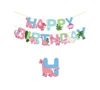 HZAOPZE Dino Happy Birthday Guirlande dinosaure, deco anniversaire dinosaure Bannière d'anniversaire Dinosaure Happy Birthday Bannière Enfants Dinosaure Thème Party Décorations pour fille,1pcs