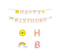 HZAOPZE Guirlande Happy Birthday, Nuages arc-en-ciel d'Anniversaire pour Fille, Banderole Guirlande Joyeux Anniversaire pour Décorations de Fête d'anniversaire,happy birthday decoration,1pcs