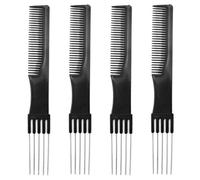 HZAOPZE Peigne à Crêpe, 4 pcs peignes afro pour cheveux bouclés pour femme et homme Peigne à taquiner avec dents en métal Peigne afro à dents larges pour démêler et coiffer les cheveux bouclés,noir