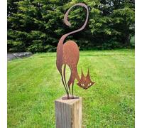 HZBAKLO Décoration de clôture en métal en forme de chat rouillé, silhouette de cour extérieure pour décoration de jardin, décoration de pelouse, art de jardin en métal pour les amoureux des chats