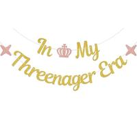 Hzbcxs In My Threenager Era Bannière Threenager Décorations d'anniversaire Fille Little Miss Threenager Décorations d'anniversaire Doré et Or rose