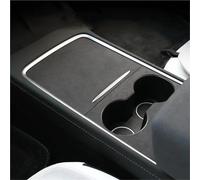 HZBHD Garniture De Console Centrale Pour Tesla Pour Model 3 Y 2021-2025, Protection De Console Centrale En Daim Genévrier Bande décorative(NOIR 1)
