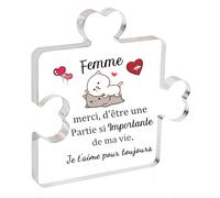 HZBLAZ Acrylique Plaques Couples Cadeaux Femme Mari Saint Valentin Anniversaire Fiançailles Coeur Signe Petite Amie Petit Ami Merci Âme Soeur Décorations à la Maison Mariage Noël Souvenirs (Femme)