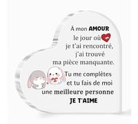 HZBLAZ Acrylique Plaques Couples Cadeaux Femme Mari Saint Valentin Anniversaire Fiançailles Coeur Signe Petite Amie Merci Âme Soeur Décorations à la Maison Mariage Noël Souvenirs (À Mon Amour)