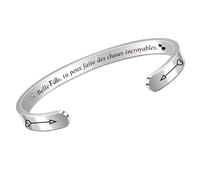 HZBLAZ Bracelets Manchette Source D'Inspiration Meilleure Amie Nièce Soeur Fille Citations Gravé Cadeau Femmes Ados Aller à L'Université Souvenir Anniversaire Diplômé Encourager Bijoux