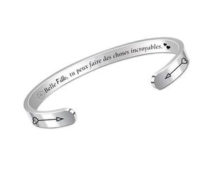 HZBLAZ Bracelets Manchette Source D'Inspiration Meilleure Amie Nièce Soeur Fille Citations Gravé Cadeau Femmes Ados Aller à L'Université Souvenir Anniversaire Diplômé Encourager Bijoux