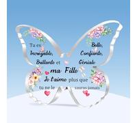 HZBLAZ Fille Acrylique Plaque Inspiration Diplômecadeau Anniversaire Noël Apprécier Souvenirs Femmes Papillon Signe Décoration Maison Retraite Encourager Nouvel an Fille Tu ES Incroyable Confiante