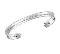 HZBLAZ Fille Apprécier Bracelets Manchette Inspiration Anniversaire Encourager Diplômé Cadeau Femmes Aller à L'Université Souvenir Famille Amour Accompagner Présent Citations Gravé Bijoux