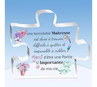 HZBLAZ Maîtresse Puzzle Plaques Jour Enseignant Cadeaux Anniversaire Apprécier Acrylique Signe Obtention du Diplôme Merci Professeure Souvenirs Noël Retraite Citations Significatives Souvenir