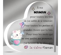 HZBLAZ Maman Acrylique Plaques Cadeaux Fête des Mères Apprécier Anniversaire Coeur Signe Décoration Maison Souvenirs Noël de Fils Fille Mignon Chat Ma Mère Amour Rappel Souvenir