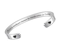 HZBLAZ Maman Manchette Bracelets Fête Des Mères Cadeau Bijoux Meilleure Maman Dans Monde D'Anniversaire Merci Retraite AppréCier Souvenirs Noël Action de Grâce Femmes Bijoux De Fils Fille