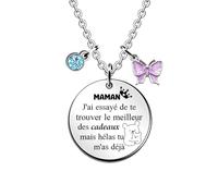 HZBLAZ Maman Pendentif Collier Personnalisé Noël Cadeaux D'anniversaire Fête Mères Action Grâce Appréciation Breloques Merci Citations Mignon Bijoux Rappel Femmes Famille Amour Souvenir