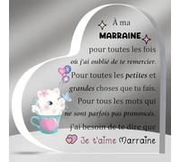 HZBLAZ Marraine Acrylique Plaques Cadeaux Fête des Mères Apprécier Anniversaire Coeur Signe Décoration Maison Souvenirs Noël de Filleul filleule Mignon Chat Ma Tata Amour Rappel Souvenir