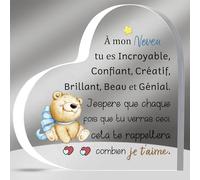 HZBLAZ Neveu Acrylique Plaque Inspiration Diplôme Cadeaux Hommes Anniversaire Noël Apprécier Souvenirs Coeur Bureau Signe Décoration Maison 18 Venir de l’âge d’Adulte Encourager Le Nouvel an