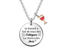 HZBLAZ Pendentif Collier Collègues Personnalisé Cadeaux D'anniversaire Noël Meilleur Collègue Retraite Action Grâce Motivation Souvenir Hommes Breloques Amitié Souhaite Bijoux Retraite