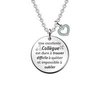 HZBLAZ Pendentif Collier Personnalisé Noël Anniversaire Cadeau Collègue Action de Grâce Femmes Motivation Souvenir Appréciation Coeur Bleu Inspiration Amitié Souhaits Laissant Souhaite Bijoux