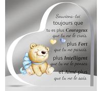 HZBLAZ Plaques Acryliques Inspirent Diplômé Cadeau Ami Anniversaire Apprécier Petit-fils Fils Noël Coeur Souvenirs Encourager Frère Cousin Neveu 18e Venir à l’âge Adulte Hommes Ours Motif
