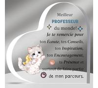 HZBLAZ Professeur Acrylique Plaques Journée Enseignant Cadeaux Étudiants l’Obtention Diplôme Institutrice Apprécier Présent Hommes Anniversaire Merci Signes Noël Maître Retraite Souvenirs Chat