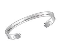 HZBLAZ Professeure Manchette Bracelets Journée De L'Enseignant Apprécier Femmes Diplômées Merci Cadeau Aller à L'Université Souvenir Noël Retraite Bijoux Meilleure Enseignante Du Monde Entier