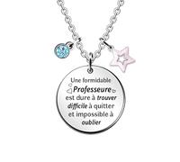 HZBLAZ Professeure Pendentif Collier Personnalisé Noël Cadeau D'anniversaire Jour L'enseignant Action Grâce Appréciation L'obtention Diplôme Bijoux Femmes Retour L'école Maîtresse Souvenir