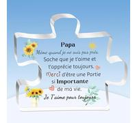 HZBLAZ Puzzle Plaques Papa Fête des Pères Cadeaux Apprécier d’Anniversaire Acrylique Signe Décorations Maison Souvenirs de Noël Tournesol Mon Père Merci d'être Une Partie Si Importante de Ma Vie