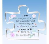 HZBLAZ Puzzle Plaques Tante Fête des Mères Cadeaux Apprécier Anniversaire Tata Acrylique Signe Décorations Maison Noël Souvenirs Conception de Fleurs Merci d'être Une Partie Si Importante de Ma Vie