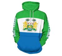 HZCRAES 3D Sweats À Capuche Printemps Automne Motif De Drapeau de la Sierra Leone Streetwear À Capuche Hommes Femmes 3D Imprimer Hoodies Hip Hop Bleu-Vert Survêtement Tops S-6XL