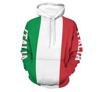 HZCRAES Drapeau Italien 3D Sweat à Capuche imprimé Harajuku Streetwear Sweat-Shirt Pull à col Rond Automne Sweat Rouge et Vert Unisexe Veste décontractée survêtements Tops Hip hop