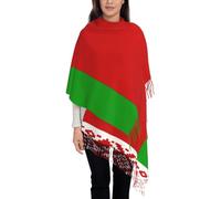 HZCRAES Echarpe Femme Cachemire Hiver Cadeau Femme Drapeau De La Biélorussie Pashmina Longues Grande Doux Chaude Écharpes Avec Gland Pour Cadeau Mariage